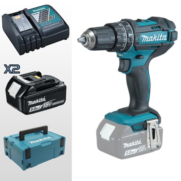 Akulööktrell Makita DHP482RTJ 18V 2x5.0Ah