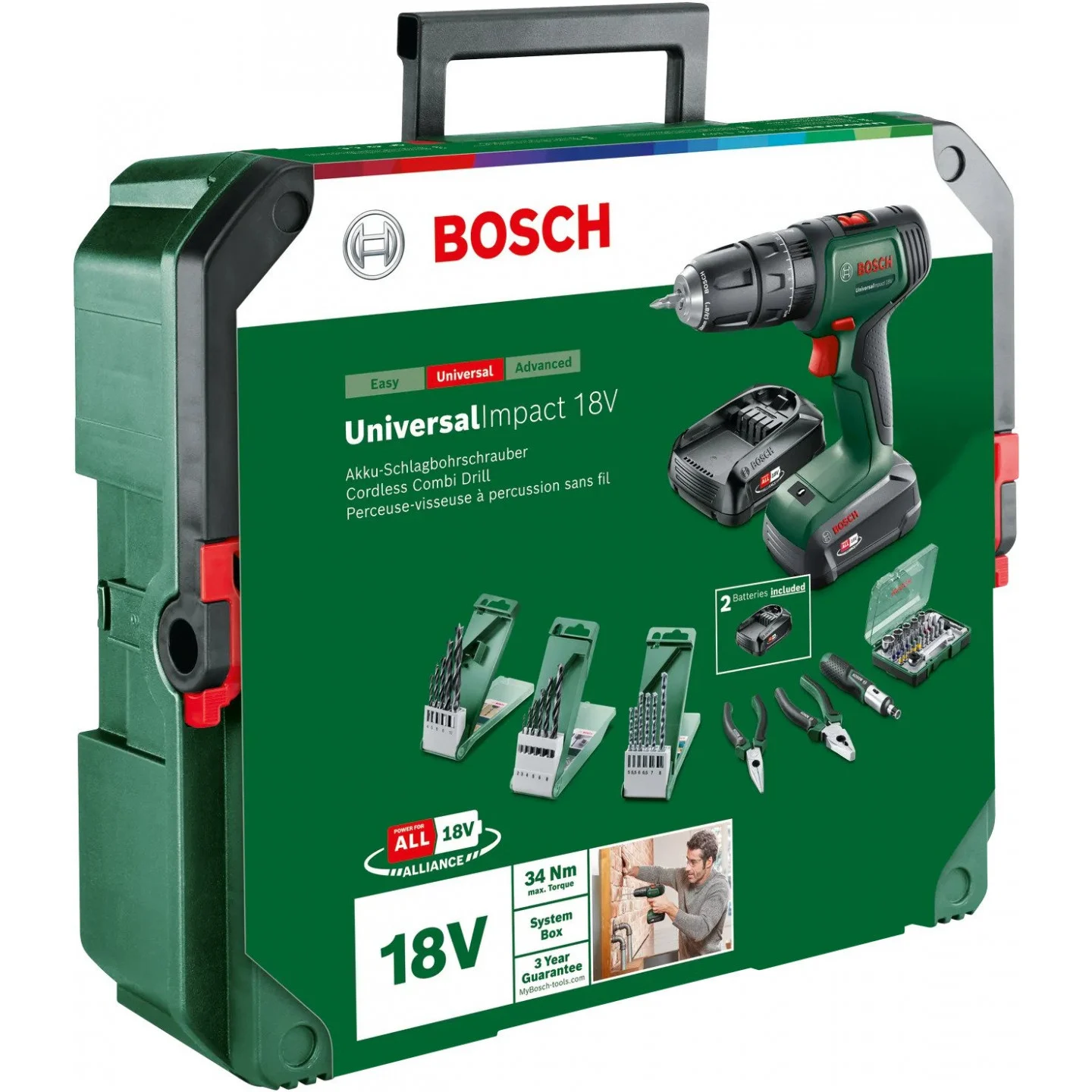 Löögiga akutrell Bosch Universal Impact 18V koos tarvikutega - Image 2