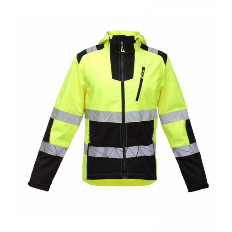 Kõrgnähtav softshell jakk BoSafety Atlas, kollane/must