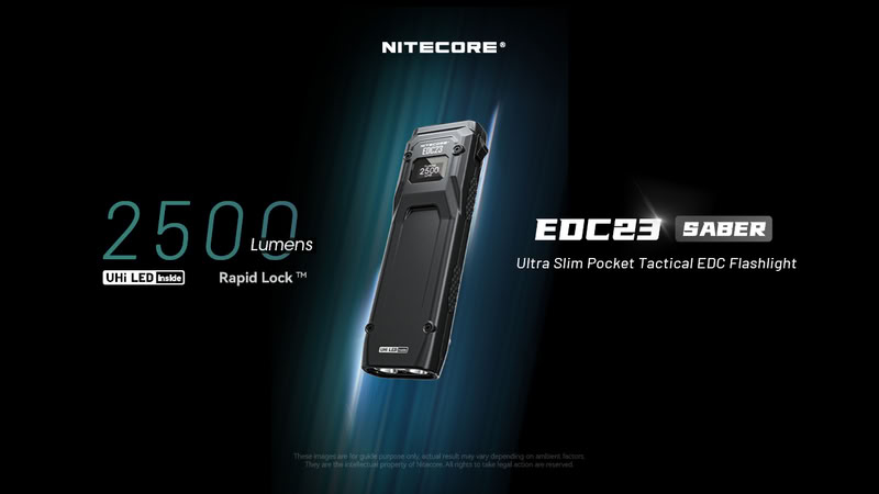 Nitecore EDC23 2500lm USB-C laetav eriti õhuke EDC taskulamp