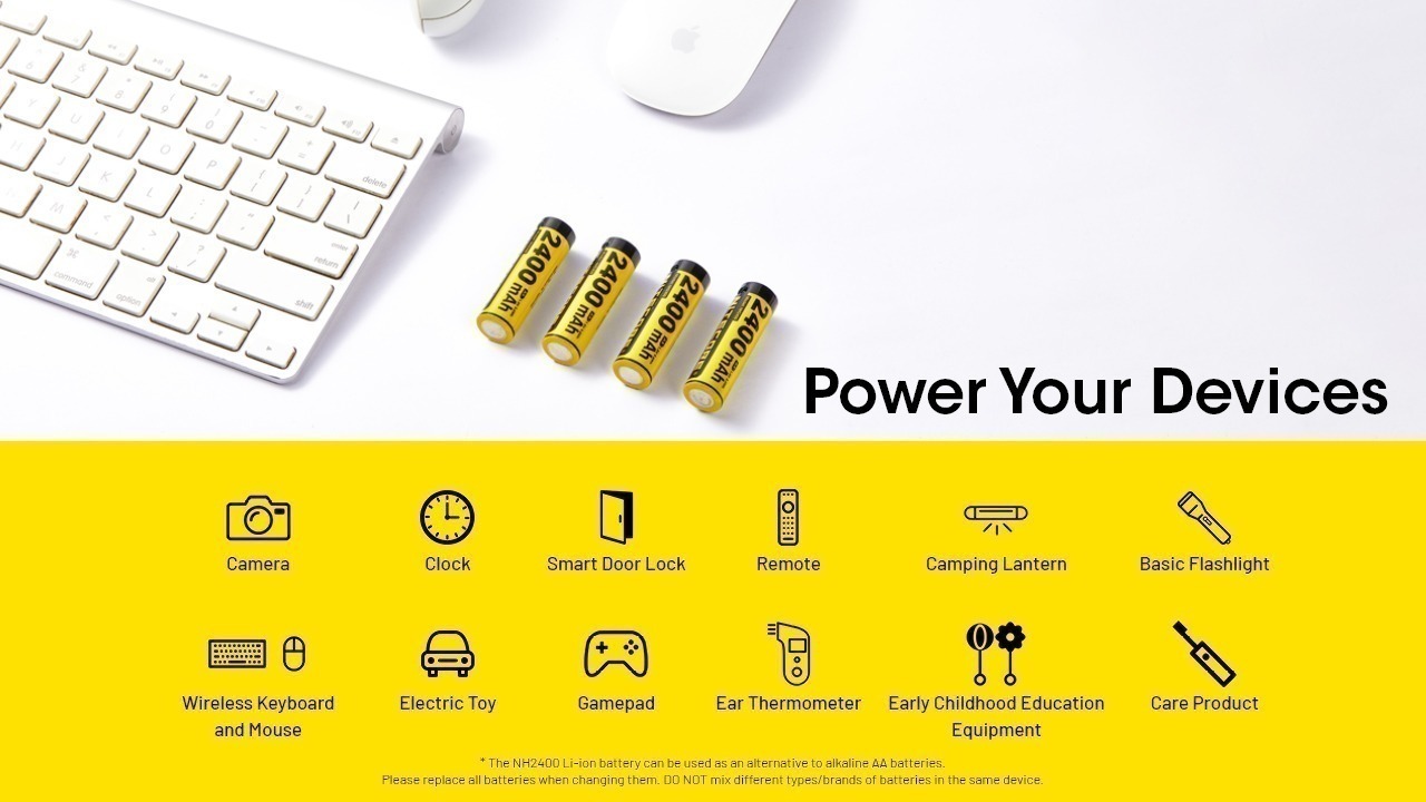 Nitecore NH2400 2400 mAh USB-C laetav AA aku (1 tk) - Image 5