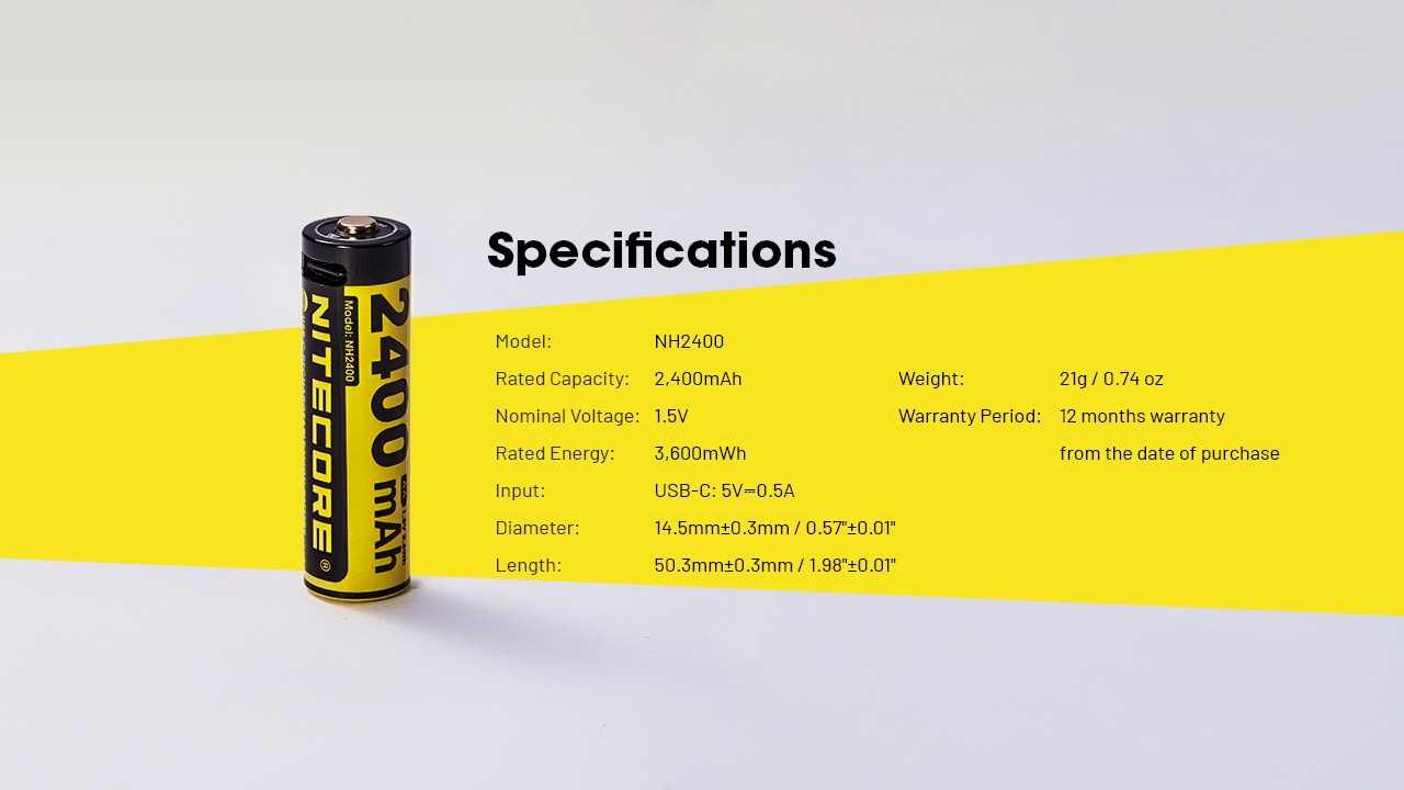 Nitecore NH2400 2400 mAh USB-C laetav AA aku (1 tk) - Image 6