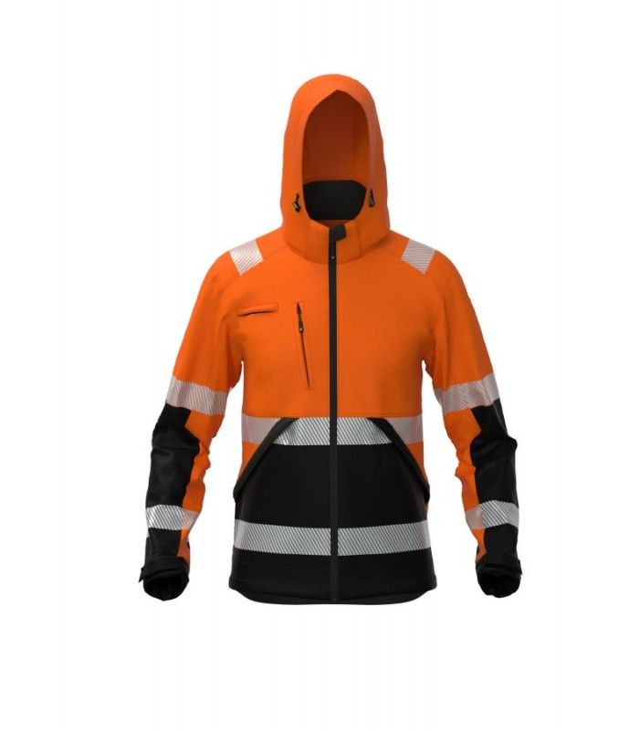 Kõrgnähtav softshell jakk BoSafety Valencia, oranž/must