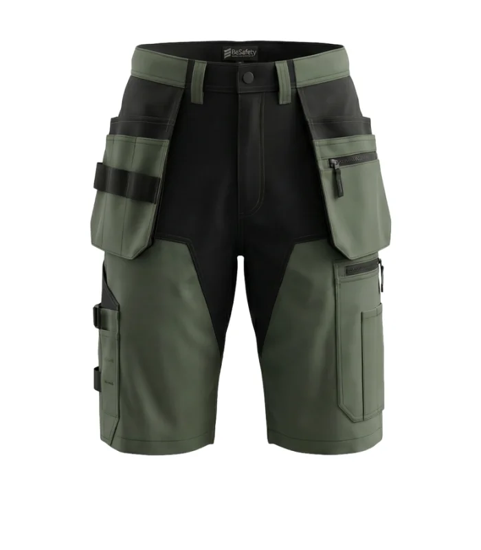 Lühikesed püksid ripptaskutega BoSafety MashUp, olive/must