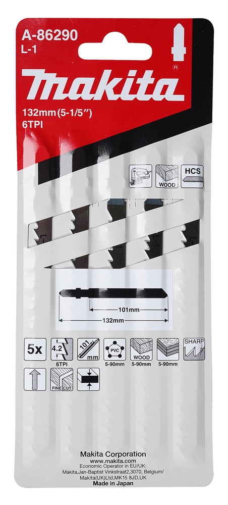 Tikksaeterad L-1 101mm HCS 5tk. puit 5-90mm, plp 5-90mm,PVC 5-90mm, puhas lõige – Makita