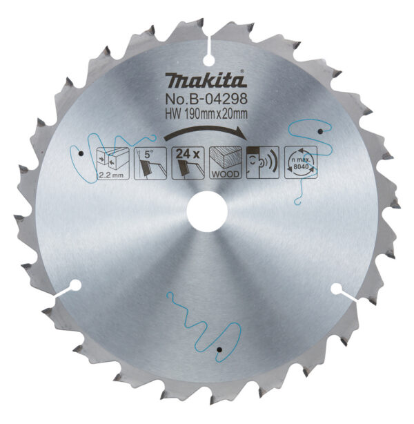 T.C.T hammastega saeketas puidu lõikamiseks 190X2.2X20mm 5° T24 Saeketas standartsele puidule – Makita