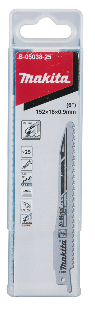Univ.saetera BiM 152x0,9mm (7-18Tpi), 25tk., met. 1,5-8mm, PVC 5-77mm, kiire lõige – Makita