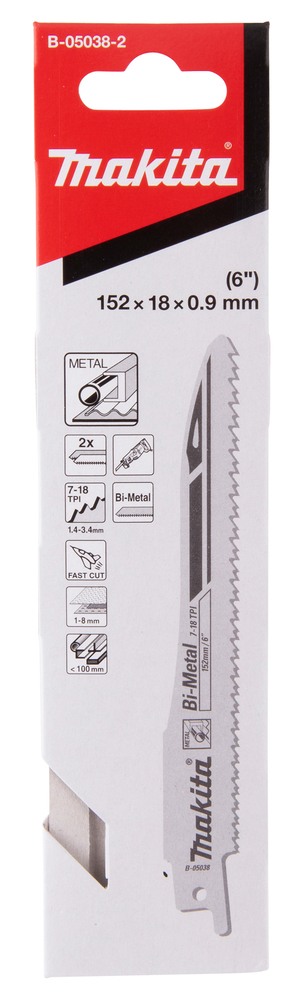 Univ.saetera BiM 152x0,9mm (7-18Tpi), 2tk., met. 1,5-8mm, PVC 5-77mm, kiire lõige – Makita