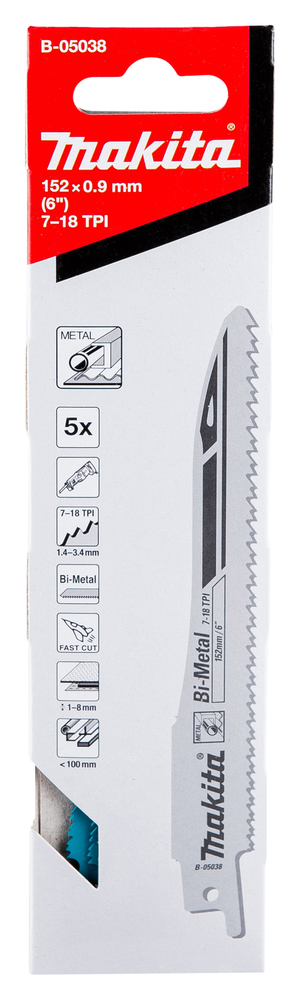 Univ.saetera BiM 152x0,9mm (7-18Tpi), 5tk., met. 1,5-8mm, PVC 5-77mm, kiire lõige – Makita