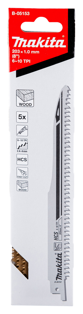 Univ.saetera HCS 203x1,0mm (6-10Tpi), 5tk., puit, kiire lõige – Makita