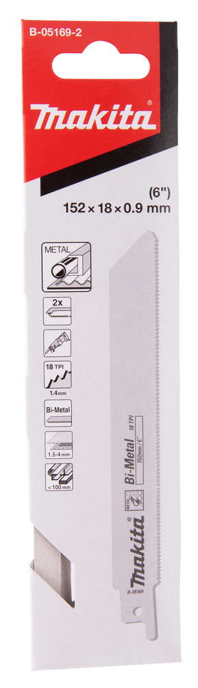 Univ.saeterad BiM 152x0,9mm (18tpi), 2tk,. painduv, met. 1,5-4mm, metall torud <100mm – Makita