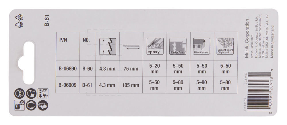 TIKKSAETERAD B-61 (T341HM) 105mm , HM, 5-50mm, klaaskiud (3tk/pk) – Makita