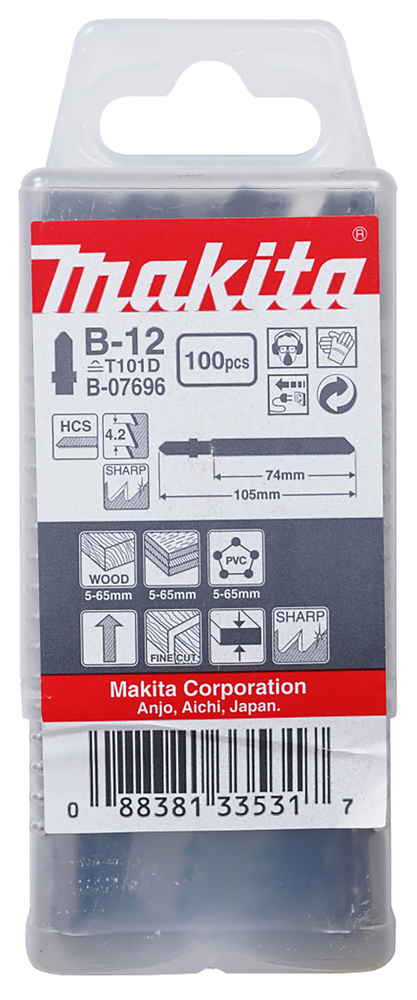 Tikksaeterad B-12 (T101D) 74mm HCS 100tk. puit 5-65mm, plp 5-65mm, PVC 5-65mm, puhas lõige – Makita