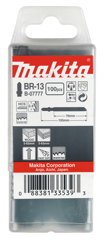 Tikksaeterad BR-13 70mm HCS 100tk. puit 5-65mm, plp 5-65mm, laminaat, kiire lõige, killuvaba lõige – Makita