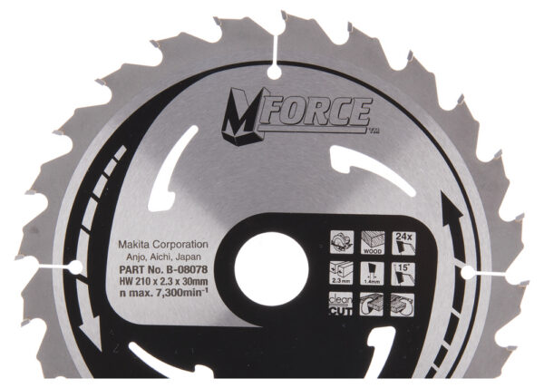 T.C.T hammastega saeketas puidu lõikamiseks 210X2.3X30mm 15° T24 M-FORCE – Makita