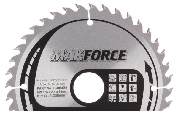 T.C.T hammastega saeketas puidu lõikamiseks 165X2.4X30mm 20° T40 MAKFORCE – Makita