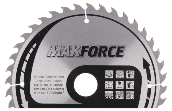 T.C.T hammastega saeketas puidu lõikamiseks 210X2.4X30mm 20° T40 MAKFORCE – Makita