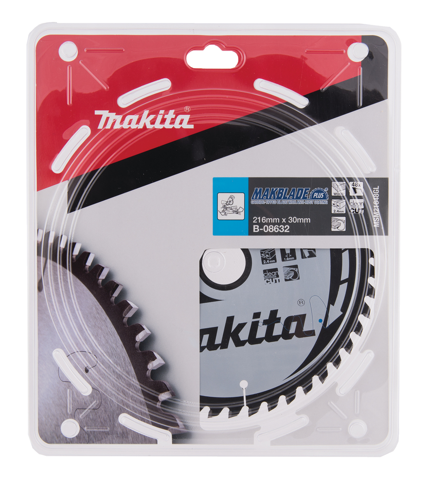 T.C.T hammastega saeketas puidu lõikamiseks 216X2.4X30mm 5° T48 MAKBLADE PLUS – Makita