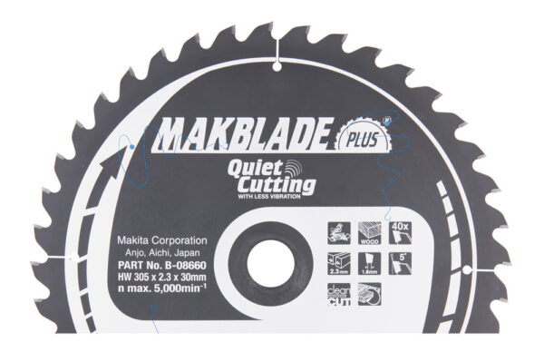 T.C.T hammastega saeketas puidu lõikamiseks 305X2.3X30mm 5° T40 MAKBLADE PLUS – Makita