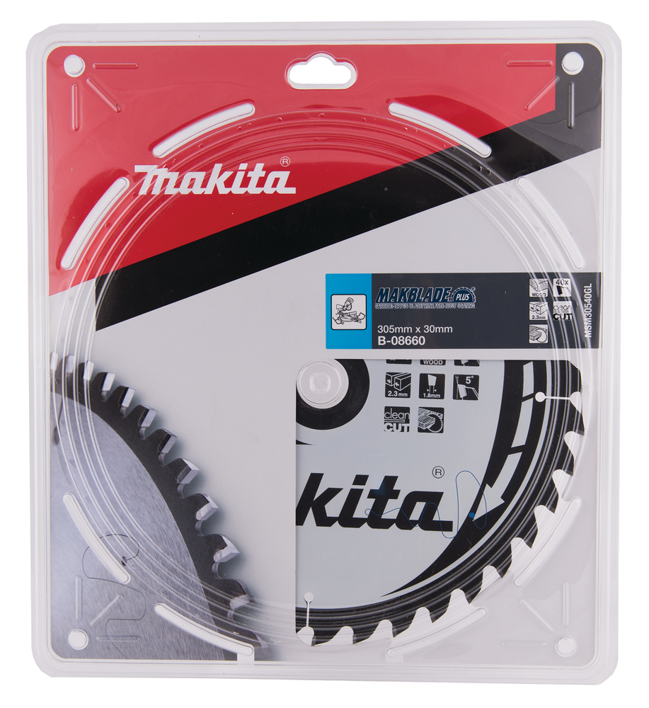 T.C.T hammastega saeketas puidu lõikamiseks 305X2.3X30mm 5° T40 MAKBLADE PLUS – Makita