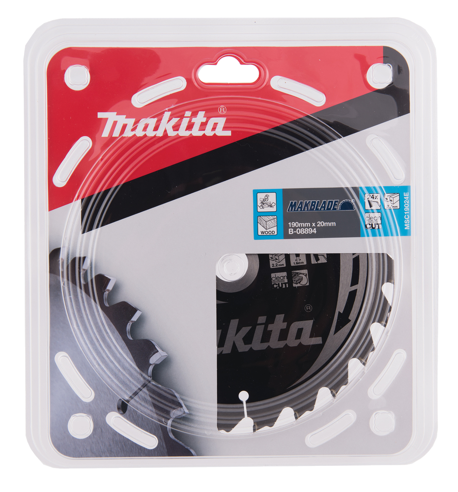 T.C.T hammastega saeketas puidu lõikamiseks 190X2.2X20mm 5° T24 MAKBLADE – Makita