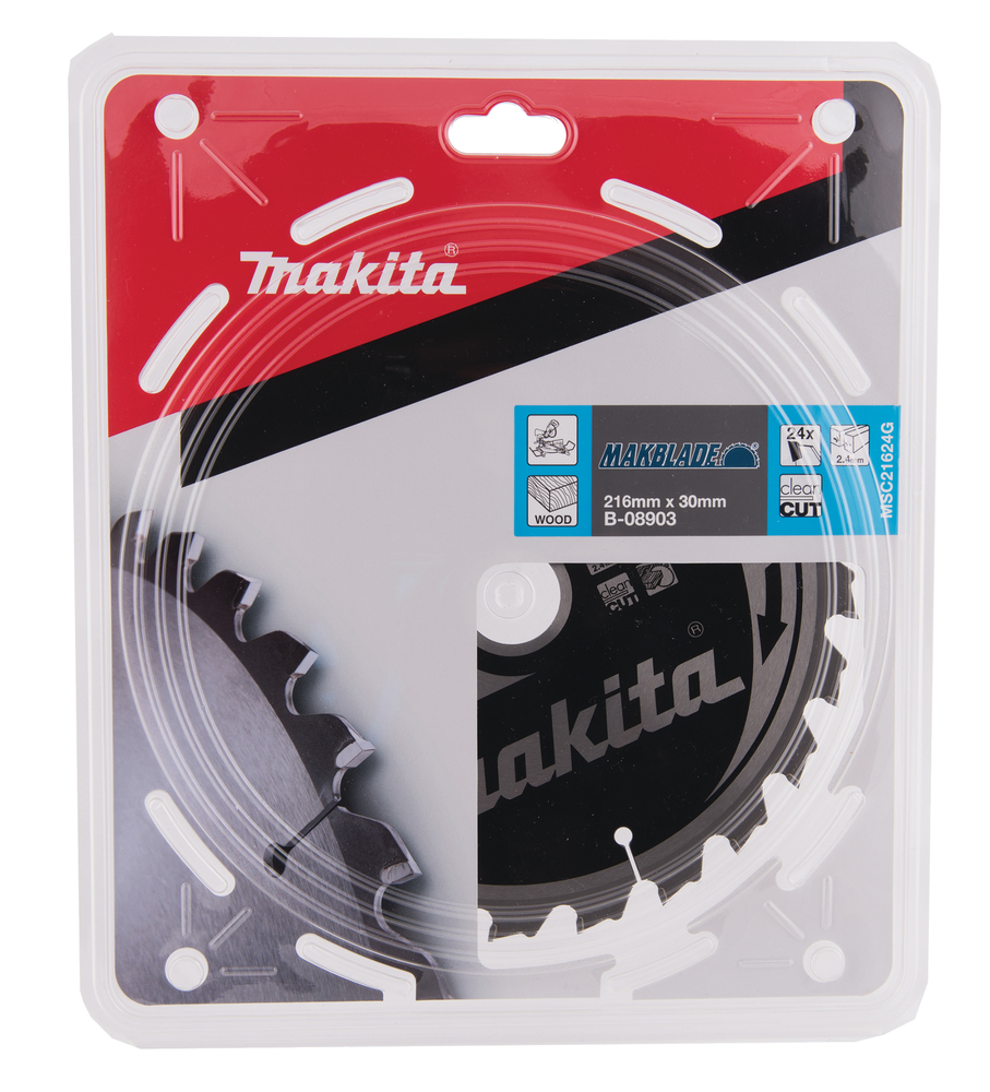 T.C.T hammastega saeketas puidu lõikamiseks 216X2.4X30mm 5° T24 MAKBLADE – Makita