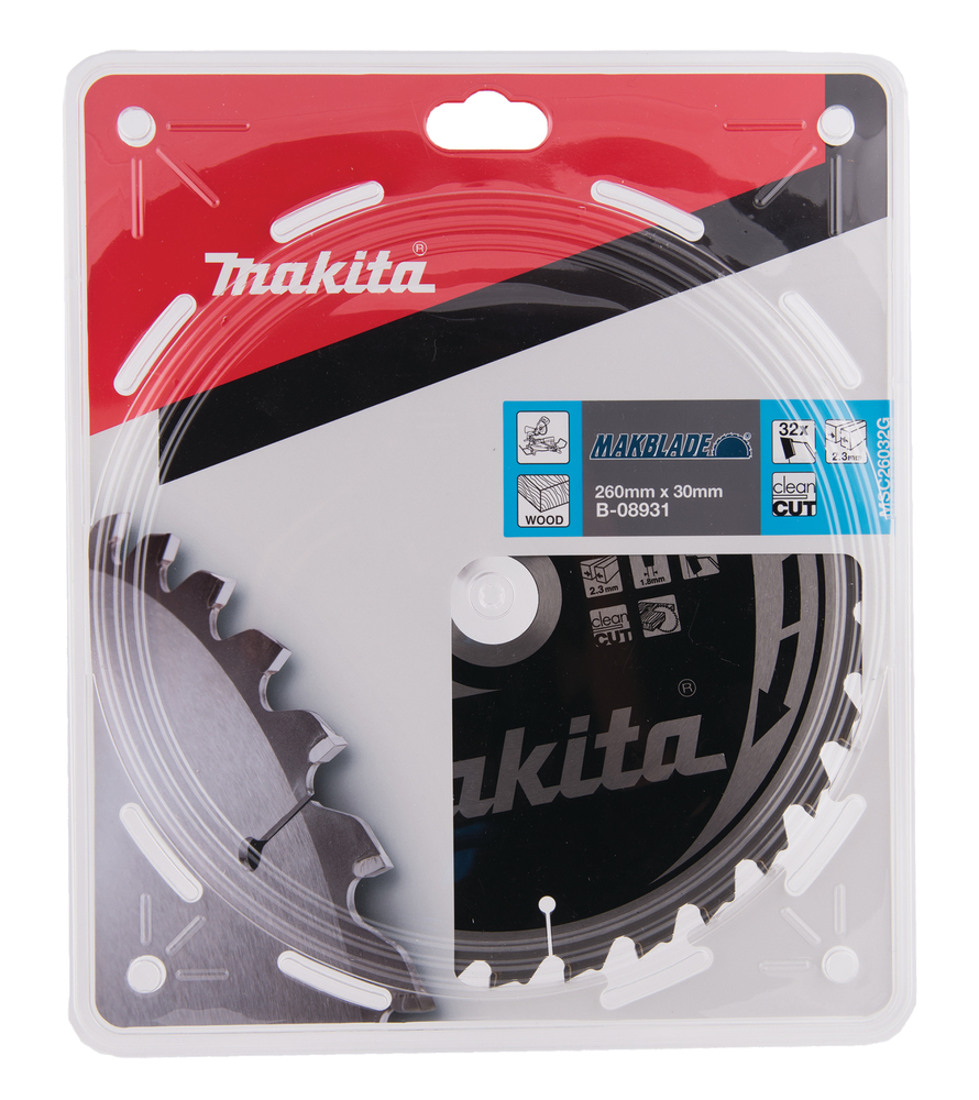 T.C.T hammastega saeketas puidu lõikamiseks 260X2.3X30mm 5° T32 MAKBLADE – Makita