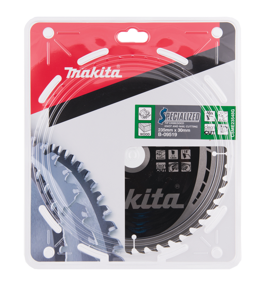 T.C.T hammastega saeketas Naeladega puidu lõikamiseks 235X2.3X30mm 18° T48 SPECIALIZED saeketas oksakohtade ja naeltega materjali lõikamiseks – Makita