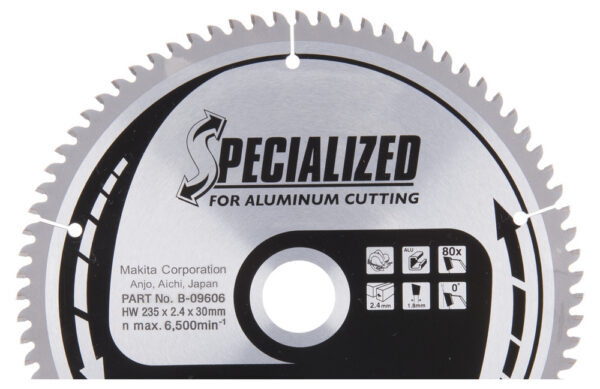 T.C.T hammastega saeketas alumiiniumi lõikamiseks 235X2.4X30mm 0° T80 SPECIALIZED – Makita