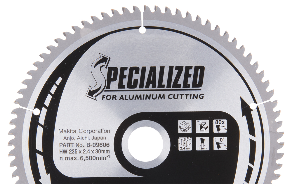 T.C.T hammastega saeketas alumiiniumi lõikamiseks 235X2.4X30mm 0° T80 SPECIALIZED – Makita