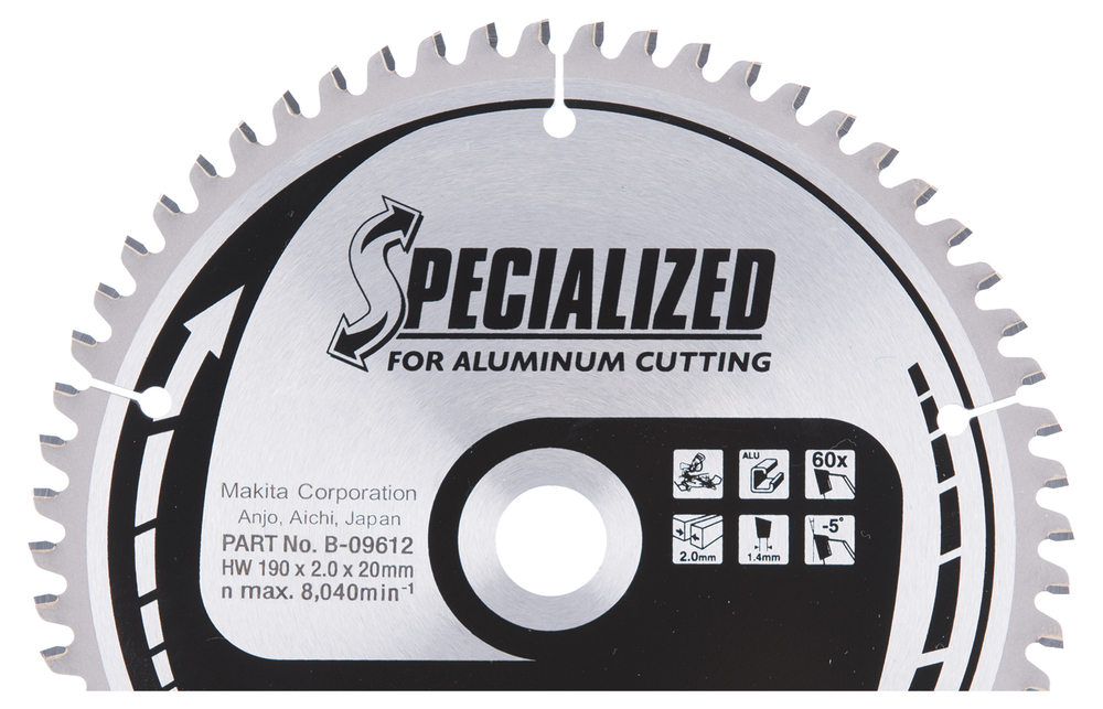 T.C.T hammastega saeketas alumiiniumi lõikamiseks 190X2X20mm -5° T60 SPECIALIZED – Makita