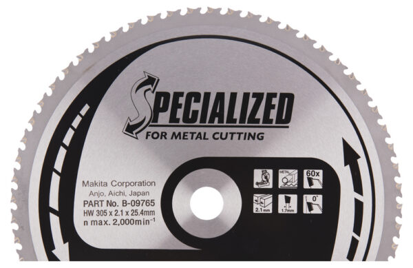 T.C.T hammastega saeketas metalli lõikamiseks 305X2.1X25.4mm 0° T60 SPECIALIZED – Makita