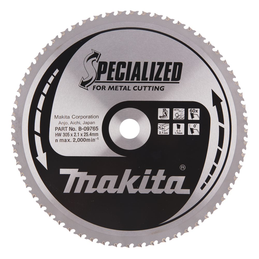 T.C.T hammastega saeketas metalli lõikamiseks 305X2.1X25.4mm 0° T60 SPECIALIZED – Makita