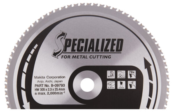 T.C.T hammastega saeketas metalli lõikamiseks 305X2.3X25.4mm -5° T78 SPECIALIZED – Makita