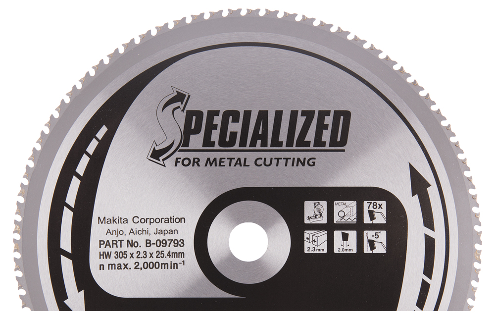 T.C.T hammastega saeketas metalli lõikamiseks 305X2.3X25.4mm -5° T78 SPECIALIZED – Makita