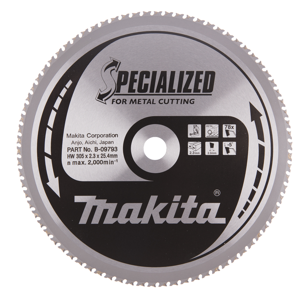 T.C.T hammastega saeketas metalli lõikamiseks 305X2.3X25.4mm -5° T78 SPECIALIZED – Makita
