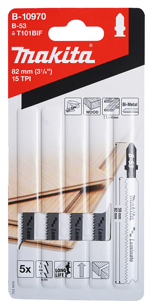 Tikksaeterad B-53 75mm BiM 5tk. laminaat 1,5-15mm, puit, puhas lõige, long life – Makita