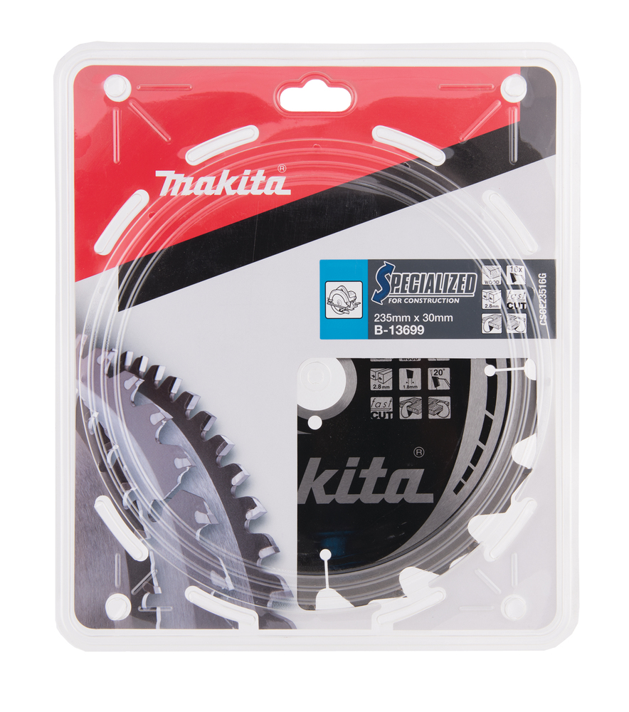 T.C.T hammastega saeketas Naeladega puidu lõikamiseks 235X2.8X30mm 20° T16 SPECIALIZED saeketas ehitusel kasutamiseks – Makita