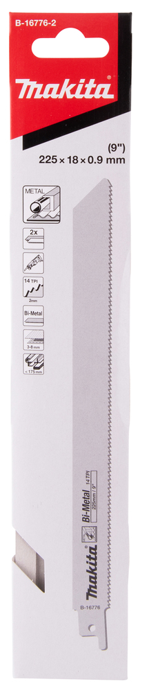 Univ.saeterad BiM 225x0,9mm (14tpi), 2tk. metall plaadid 3-8mm, metall torud 10-175mm – Makita