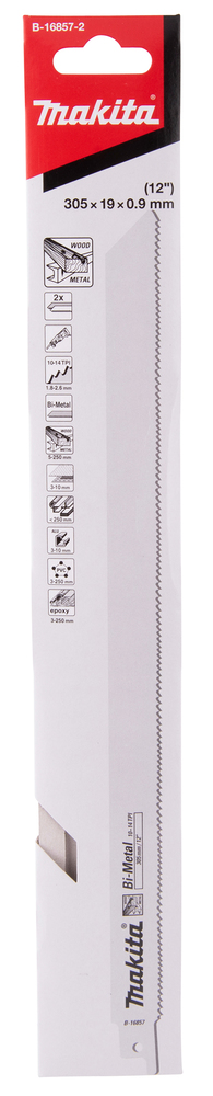 Univ.saeterad BiM 225x0,9mm, (18tpi), 2tk. painduv,õhuke metall plaat 1,5-4mm, metall torud <5-200mm – Makita