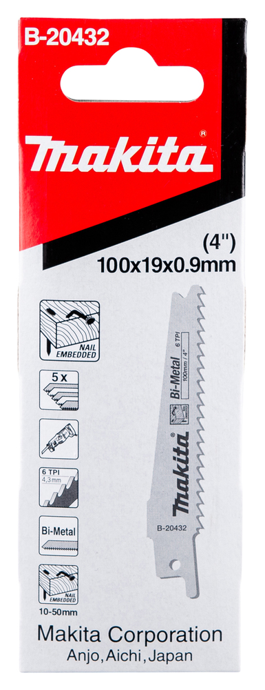 Univ.saetera BiM 100x0,9mm (6tpi), 5tk, naeltega puit – Makita
