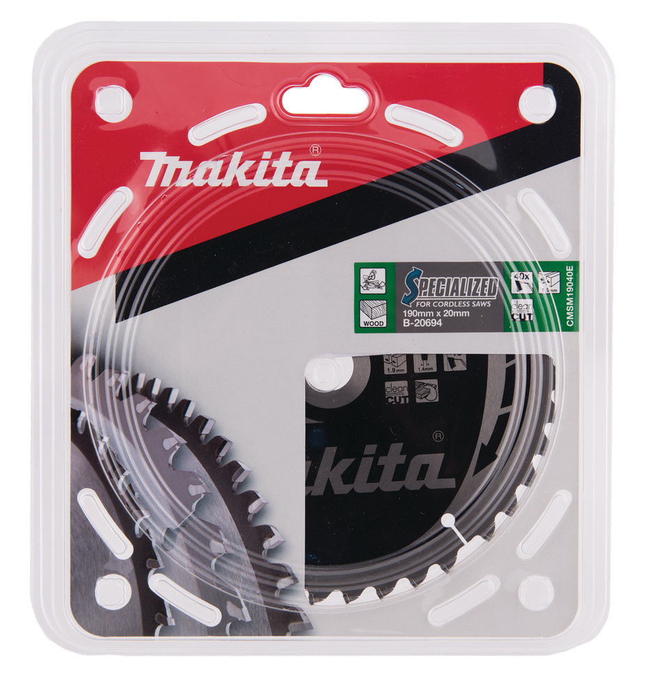 T.C.T hammastega saeketas puidu lõikamiseks 190X1.9X20mm -18° T40 SPECIALIZED saeketas akusaagidele – Makita