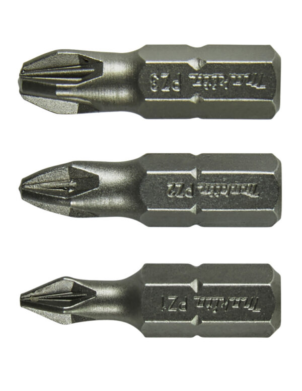 Kruvikeeraja otsakud läbipaistvas pakendis PZ1,2,3x25mm (Erinevad (3tk./pk.) – Makita