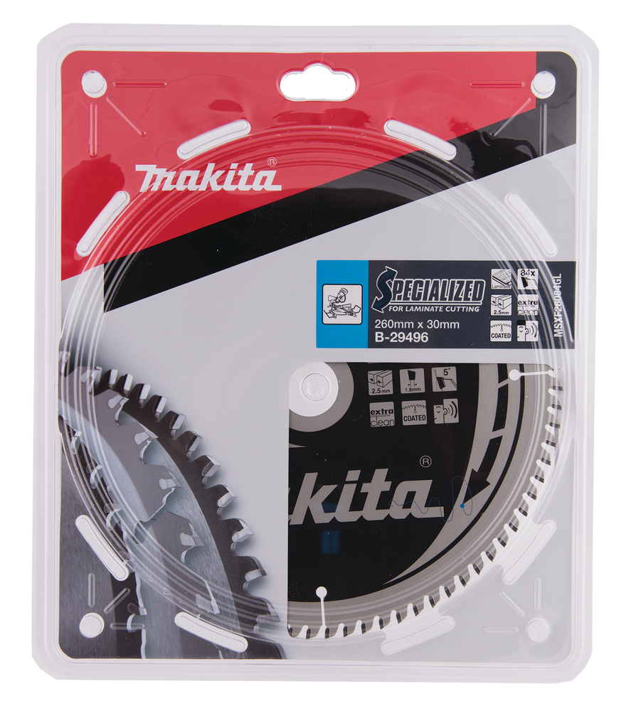 T.C.T hammastega saeketas MDF-i/laminaadi-I lõikamiseks 260X2.5X30mm 5° T84 SPECIALIZED saeketas laminaadi lõikamiseks – Makita