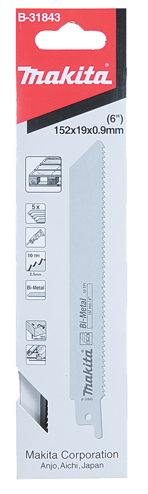 Univ.saetera BIM 152x0,9mm (10tpi), 5tk. puit, met. (universaalne) naeltega puit, kaubaalused, alu 3-12mm – Makita