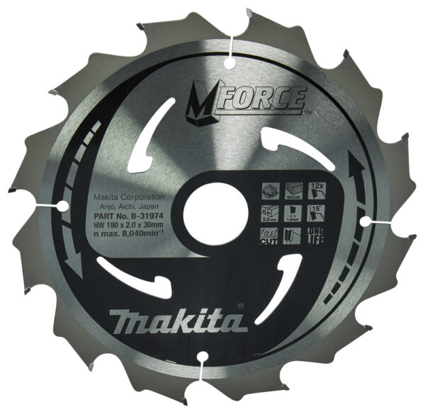 T.C.T hammastega saeketas puidu lõikamiseks 190X2X30mm 15° T12 M-FORCE – Makita