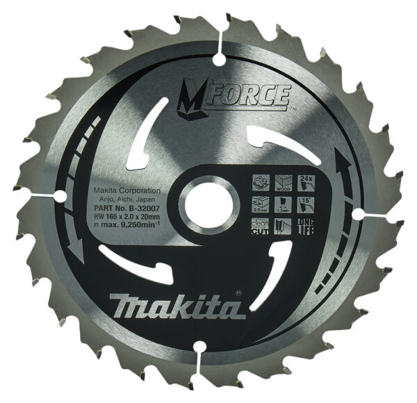 T.C.T hammastega saeketas puidu lõikamiseks 165X2X20mm 15° T24 M-FORCE – Makita