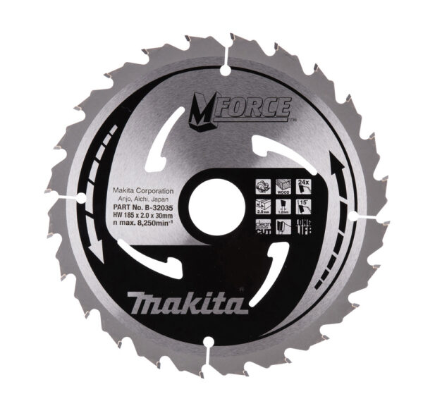 T.C.T hammastega saeketas puidu lõikamiseks 185X2X30mm 15° T24 M-FORCE – Makita