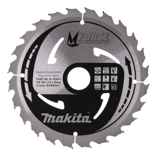 T.C.T hammastega saeketas puidu lõikamiseks 190X2X30mm 15° T24 M-FORCE – Makita
