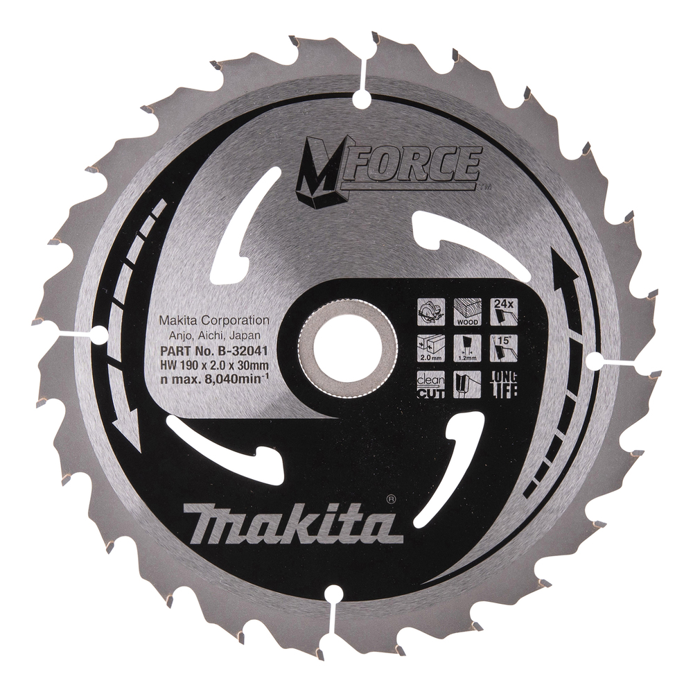 T.C.T hammastega saeketas puidu lõikamiseks 190X2X30mm 15° T24 M-FORCE – Makita